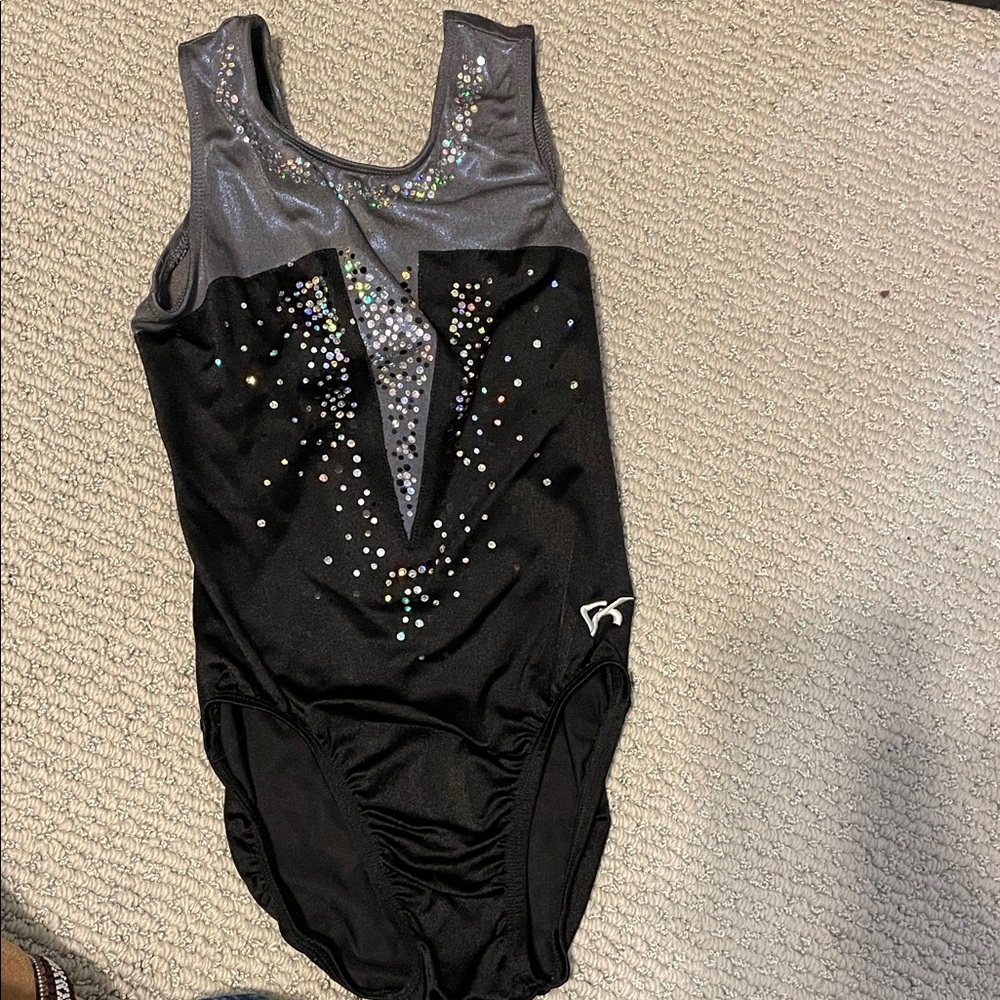 GK Black and Gray Leotard with Colorful Accents